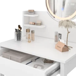 Schminktisch Surrey Weiß 60 cm mit LED-Spiegel Vicco