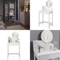 Schminktisch Surrey Weiß 60 cm mit LED-Spiegel Vicco