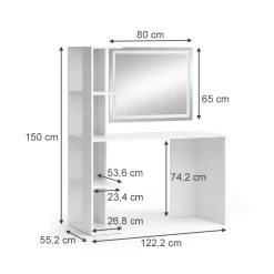 Schminktisch Tower Weiß 122.2 cm mit LED Spiegel Vicco