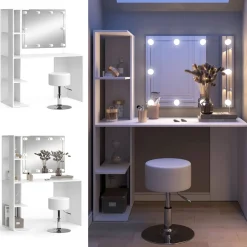 Schminktisch Tower Weiß 122.2 cm mit Beleuchtung und Hocker Vicco