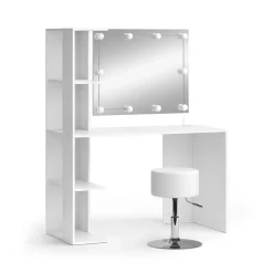 Schminktisch Tower Weiß 122.2 cm mit Beleuchtung und Hocker Vicco