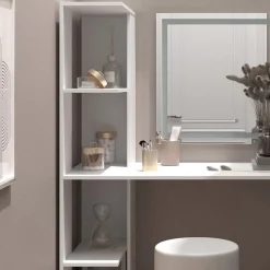 Schminktisch Tower Weiß 122.2 cm mit Beleuchtung und Hocker Vicco