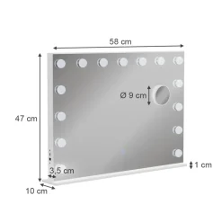 Schminktischspiegel Greta Weiß 58 x 47 cm mit LED-Beleuchtung Vicco