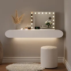 Schminktischspiegel Greta Weiß 58 x 47 cm mit LED-Beleuchtung Vicco