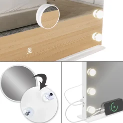 Schminktischspiegel Greta Weiß 58 x 47 cm mit LED-Beleuchtung Vicco