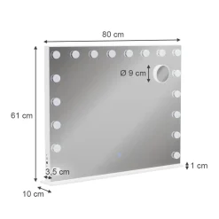 Schminktischspiegel Greta Weiß 80 x 61 cm mit LED-Beleuchtung Vicco