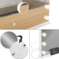 Schminktischspiegel Greta Weiß 80 x 61 cm mit LED-Beleuchtung Vicco