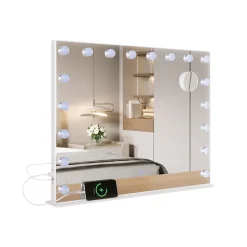 Schminktischspiegel Greta Weiß 80 x 61 cm mit LED-Beleuchtung Vicco