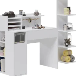 Schreibtisch Weiß 2 Teile, mit Bücherregal Vicco