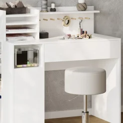 Schreibtisch Weiß 2 Teile, mit Hocker Vicco