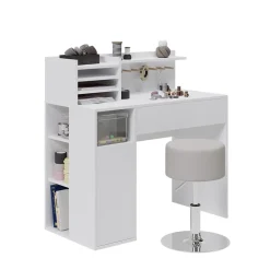 Schreibtisch Weiß 2 Teile, mit Hocker Vicco