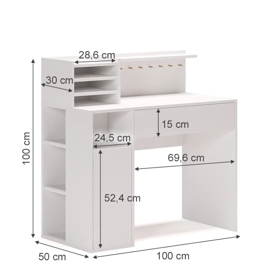 Schreibtisch Weiß 100 x 50 cm Vicco