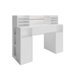 Schreibtisch Weiß 126.8 x 50 cm XL mit Regale Vicco