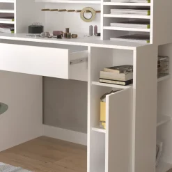 Schreibtisch Weiß 126.8 x 50 cm XL mit Regale Vicco