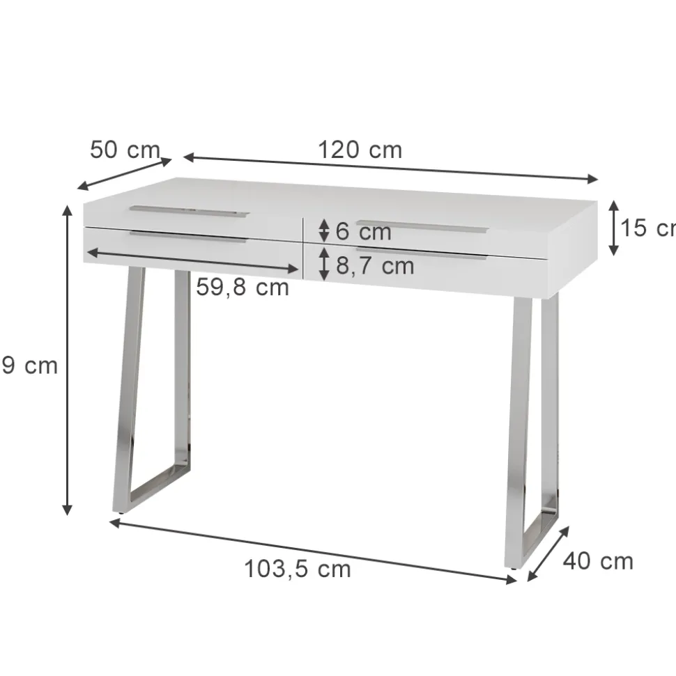 Schreibtisch Alexia Weiß 120 x 50 cm mit Schubladen Vicco