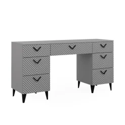 Schreibtisch Anett Grau 150 x 45 cm mit 7 Schubladen Vicco