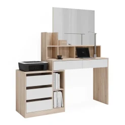 Schreibtisch Anja Weiß/Sonoma 139.8 x 40 cm mit Schubladen Vicco