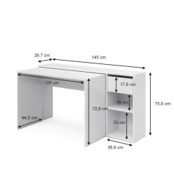 Schreibtisch Ben Weiß 145 x 46.4 cm Vicco
