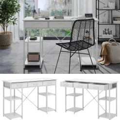 Schreibtisch Chino Weiß 120 x 40 cm mit 3 Schubladen Vicco