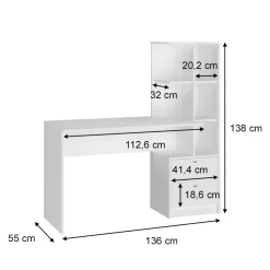 Schreibtisch Denton Weiß 136 x 55 cm Vicco
