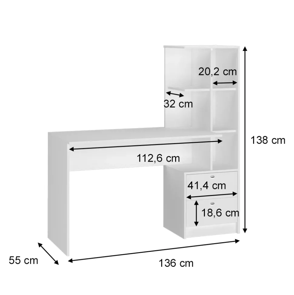 Schreibtisch Denton Weiß 136 x 55 cm Vicco