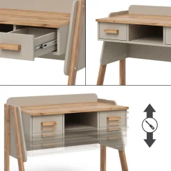 Schreibtisch Malia Cashmere/Artisan 97 x 51 cm mit 2 Schubladen Vitalispa