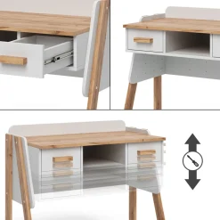 Schreibtisch Malia Weiß/Artisan 97 x 51 cm mit 2 Schubladen Vitalispa