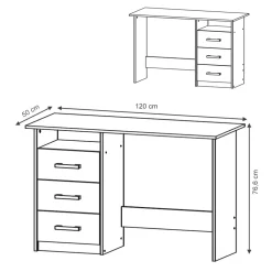 Schreibtisch Meiko Beton 120 x 50 cm Vicco