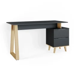 Schreibtisch Nautica Anthrazit 138 x 60 cm mit Schubladen, L Vicco