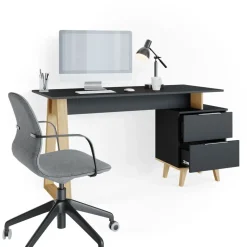 Schreibtisch Nautica Anthrazit 138 x 60 cm mit Schubladen, L Vicco