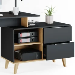 Schreibtisch Nautica Anthrazit 138 x 60 cm mit Schubladen, XL Vicco