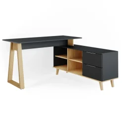 Schreibtisch Nautica Anthrazit 138 x 60 cm mit Schubladen, XXL Vicco