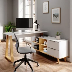 Schreibtisch Nautica Weiß 138 x 60 cm mit Schubladen XXL Vicco