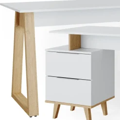 Schreibtisch Nautica Weiß 138 x 60 cm mit Schubladen L Vicco