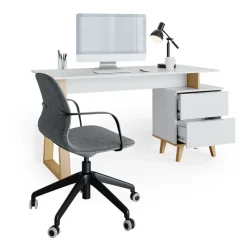 Schreibtisch Nautica Weiß 138 x 60 cm mit Schubladen L Vicco