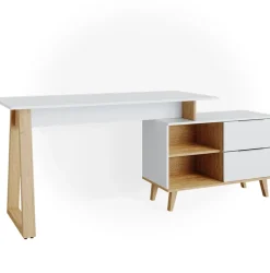 Schreibtisch Nautica Weiß 138 x 60 cm mit Schubladen XL Vicco