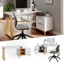 Schreibtisch Nautica Weiß 138 x 60 cm mit Schubladen XL Vicco