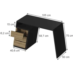 Schreibtisch Okaro Anthrazit/Eiche 105 x 50 cm mit 3 Schubladen Vicco
