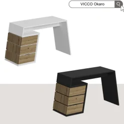 Schreibtisch Okaro Anthrazit/Eiche 105 x 50 cm mit 3 Schubladen Vicco