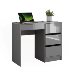 Schreibtisch Sherry Grau Hochglanz 90 x 40 cm mit Schubladen Vicco