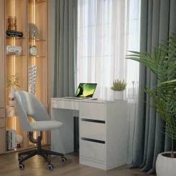 Schreibtisch Sherry Weiß Hochglanz 90 x 40 cm mit Schubladen Vicco