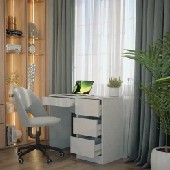 Schreibtisch Sherry Weiß Hochglanz 90 x 40 cm mit Schubladen Vicco