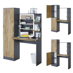 Schreibtisch Tessa Anthrazit/Goldkraft Eiche 122.9 x 52 cm Vicco