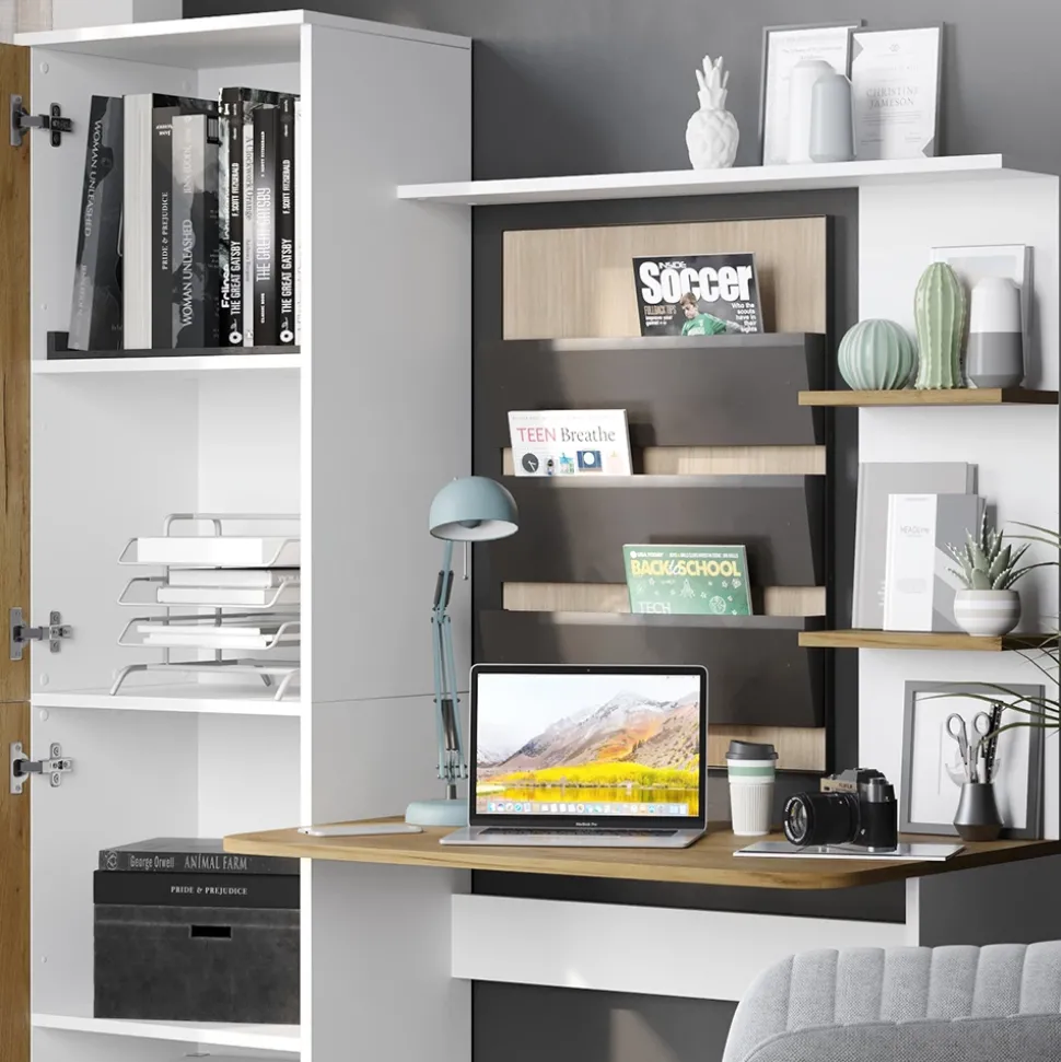 Schreibtisch Tessa Weiß/Goldkraft Eiche 122.9 x 52 cm Vicco