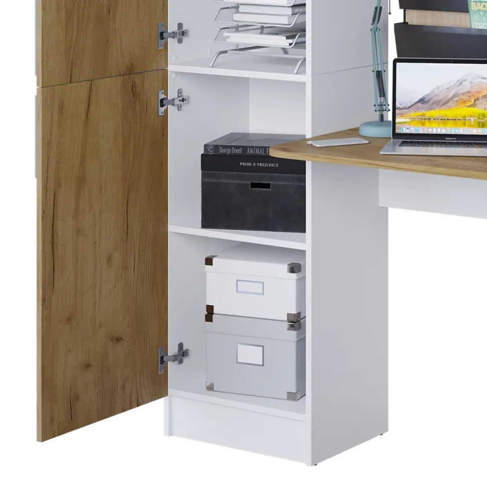 Schreibtisch Tessa Weiß/Goldkraft Eiche 122.9 x 52 cm Vicco