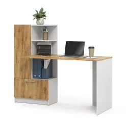 Schreibtisch Tomy Weiß/Goldkraft Eiche 150 x 59 cm Vicco