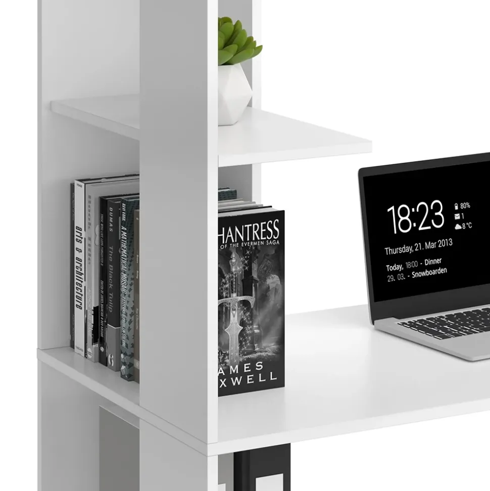 Schreibtisch Tower Weiß 122.2 x 55.2 cm mit 4 Fächern Vicco