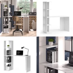 Schreibtisch Tower Weiß 122.2 x 55.2 cm mit 4 Fächern Vicco