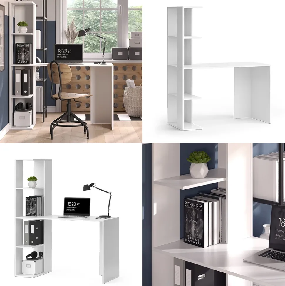 Schreibtisch Tower Weiß 122.2 x 55.2 cm mit 4 Fächern Vicco