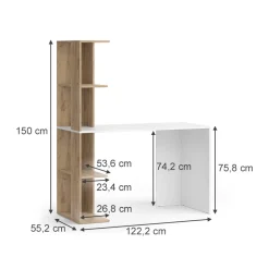 Schreibtisch Tower Weiß/Sonoma 122.2 x 55.2 cm mit 4 Fächern Vicco